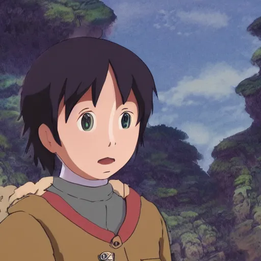 Prompt: friendly guy with Fragile looking character portrait face and small creature , made by Studio Ghibli highly detailed art, beautiful scene, sharp focus, smooth, 8k, anime art