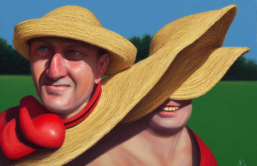 Image similar to english football fan in a sun hat!!!!!!!!!!!!!!!!!!!!!!!!!!!, detailed face, detailed painting, flat lighting by alberto mielgo