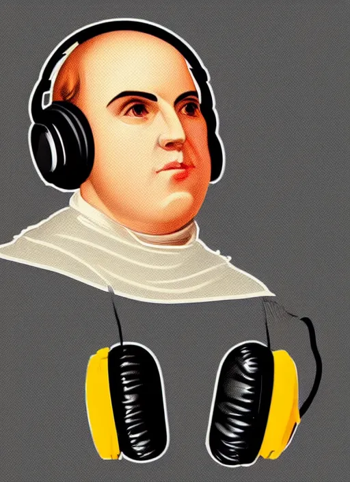 Image similar to digital art of saint thomas aquinas recording a podcast wearing headphones 8k UHD detailed, vector art esports sticker