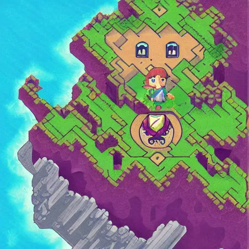 Image similar to zelda links awakening map artwork digital art trending on artstation