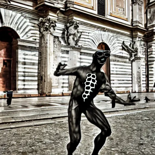 Image similar to frogman dancing in rome