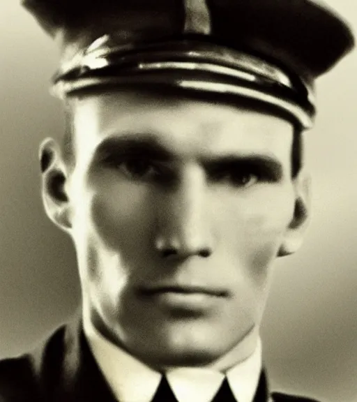 Image similar to black and photo of Jerma as a WW2 general