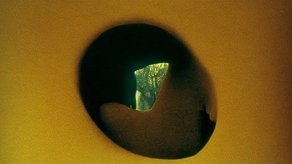 Prompt: the giant head of an ant in the living room, film still from the movie directed by Denis Villeneuve with art direction by Zdzisław Beksiński, wide lens