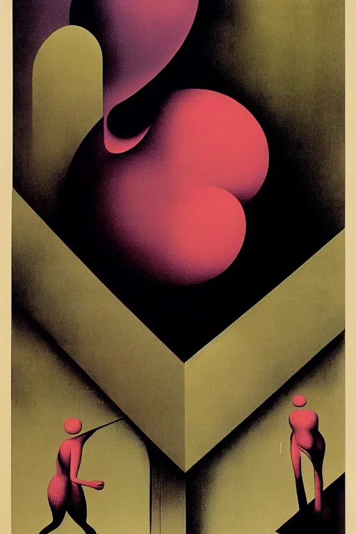 Image similar to Bauhaus Poster by Richard Corben, by René Magritte, surrealism, gothic, baroque