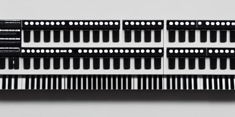 Prompt: dezeen showroom , minimalissimo, archdaily, teenage engineering moad, mother of all decks, product design concept, top down view of moog melotron synthesizer made by jony ives , dieter rams, 8k, high detailed photo