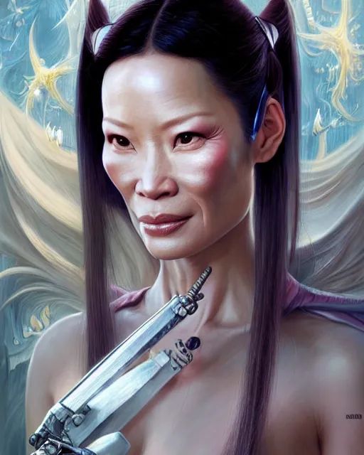 Prompt: beautiful gemini fantasy character portrait, lucy liu kill bill wearing goggles, ultra realistic, wide angle, intricate details, blank background, highly detailed by peter mohrbacher, hajime sorayama, wayne barlowe, boris vallejo, aaron horkey, gaston bussiere, craig mullins