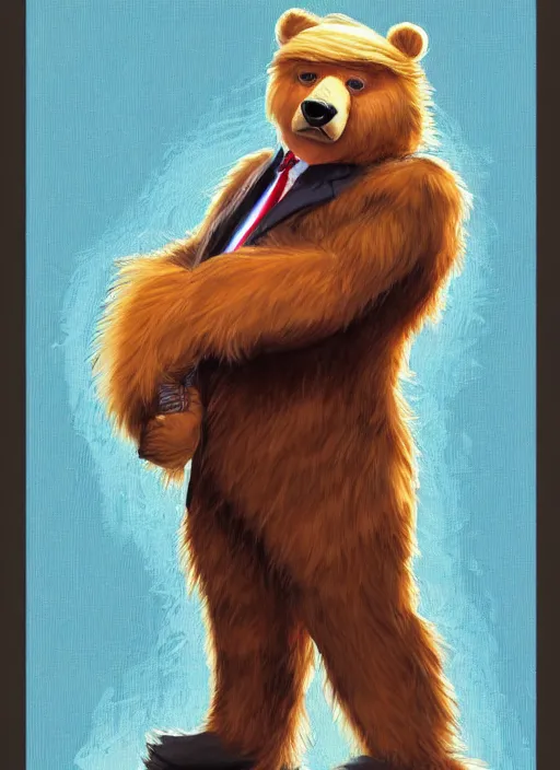 donald trump in a bear fursona suit, by artgerm, by | Stable Diffusion ...