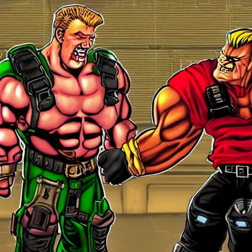 duke nukem and doomguy arm wrestle Stable Diffusion OpenArt