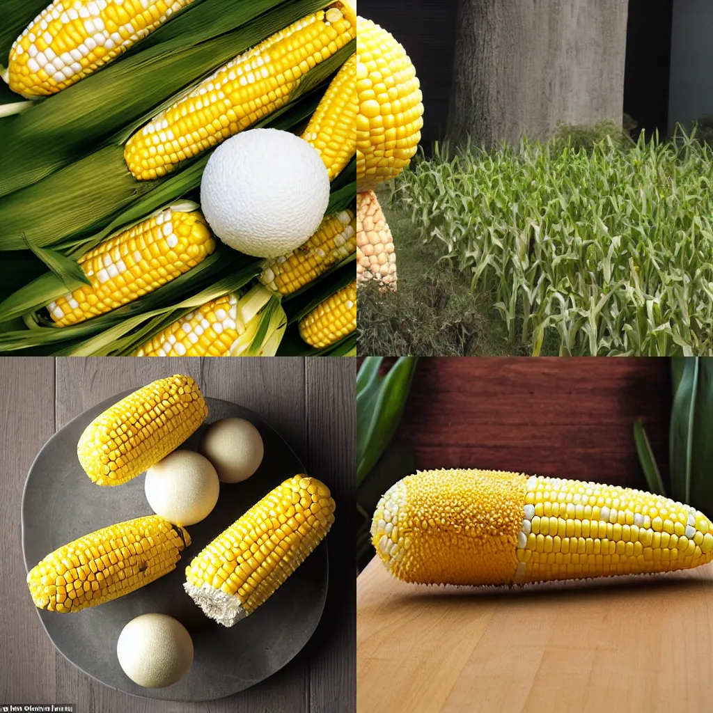 Prompt: corn on the cob sphere, a spherical corn on the cob