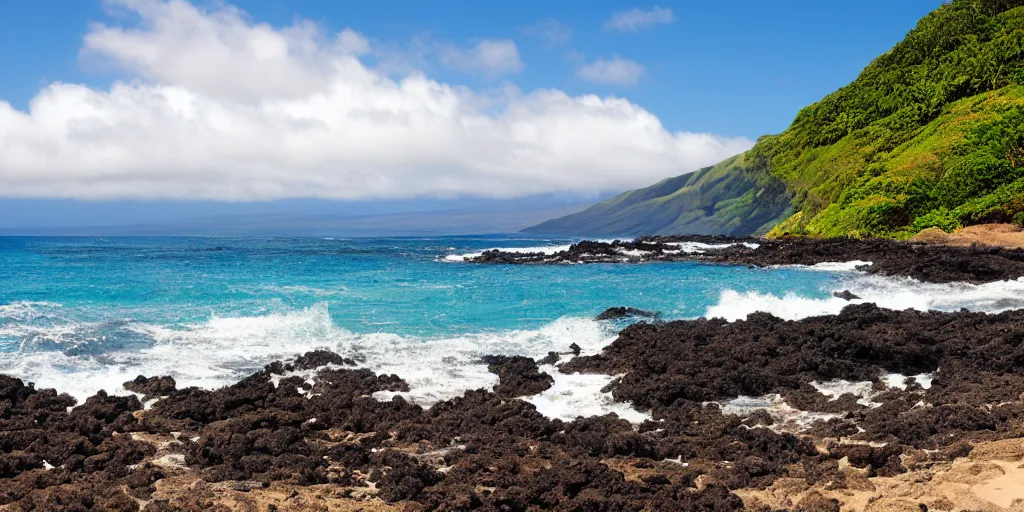 Prompt: a sea landscape, hawaiian coast