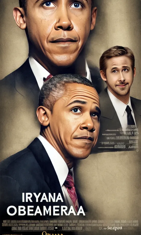 Image similar to Poster for a movie called Obama featuring Ryan Gosling as Obama