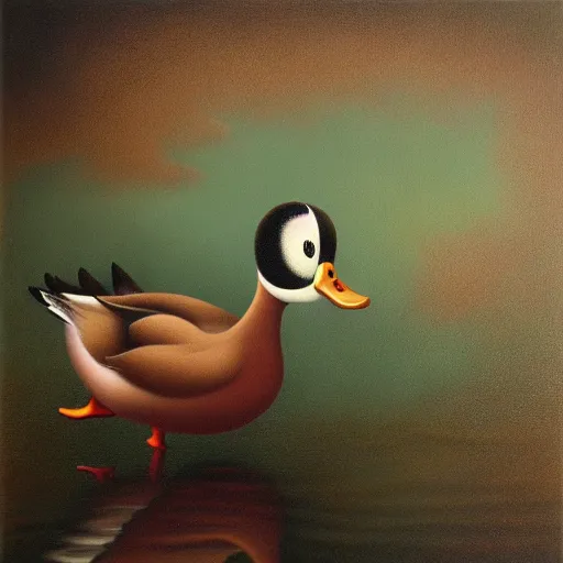 Image similar to a duck on the prowl oil painting mark ryden