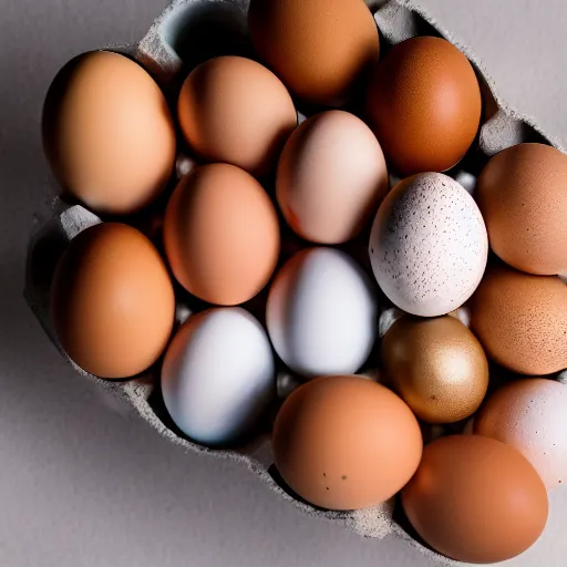 Prompt: A carton of eggs but all eggs are Ryan Gosling, Food photography, bokeh, 35mm, studio lighting