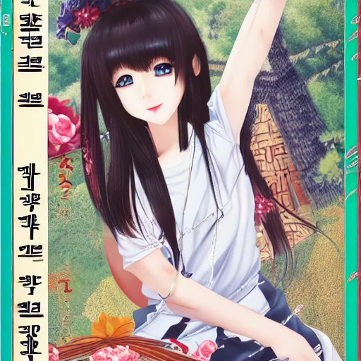 Image similar to korean girl manga cover hardcover, realistic, very detailed