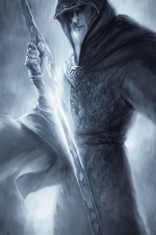 Prompt: joe biden as a hooded arch mage, character art, by artgem, by yoshitaka amano, dark atmosphere, volumetrics, digital art, highly detailed