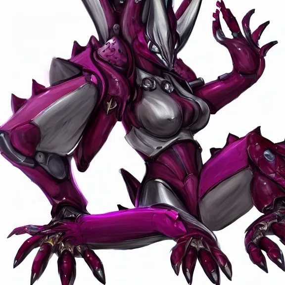 Image similar to very close up foot pov shot, detailed foot shot, paw art, hyperdetailed elegant beautiful stunning hot anthropomorphic mecha female dragon, laying down showing quality mecha dragon feet at camera, furry paw, anthro paw, dragon paw, beans, sharp silver armor fuchsia skin, sleek legs, warframe fanart, furaffinity, deviantart, ekasportal