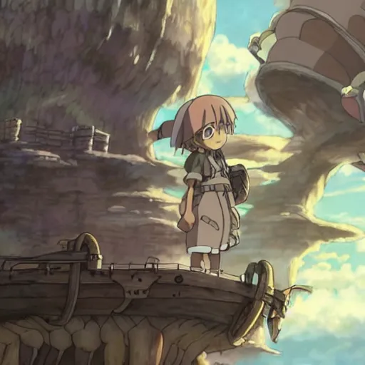 Image similar to made in abyss, illustrations in clear colors, animated film, by studio ghibli