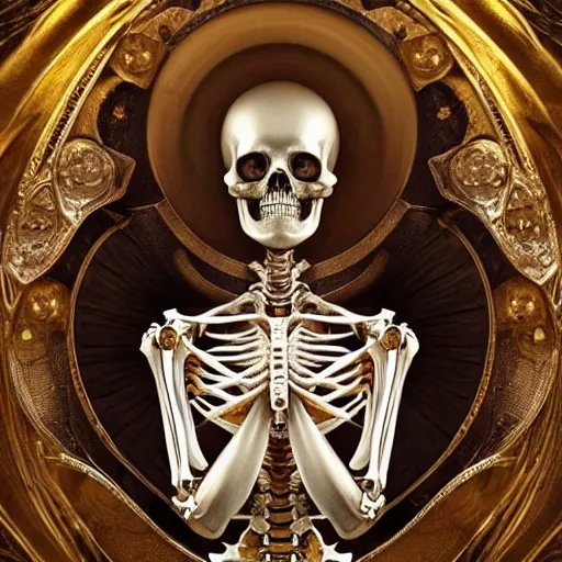 Image similar to human skeleton made of gold and silver covered with blood, ultra realistic, concept art, intricate details, highly detailed, photorealistic, octane render, 8 k, unreal engine. art by artgerm and greg rutkowski and alphonse mucha