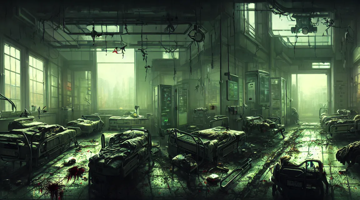 post apocalyptic room interior, hospital interior, | Stable Diffusion ...