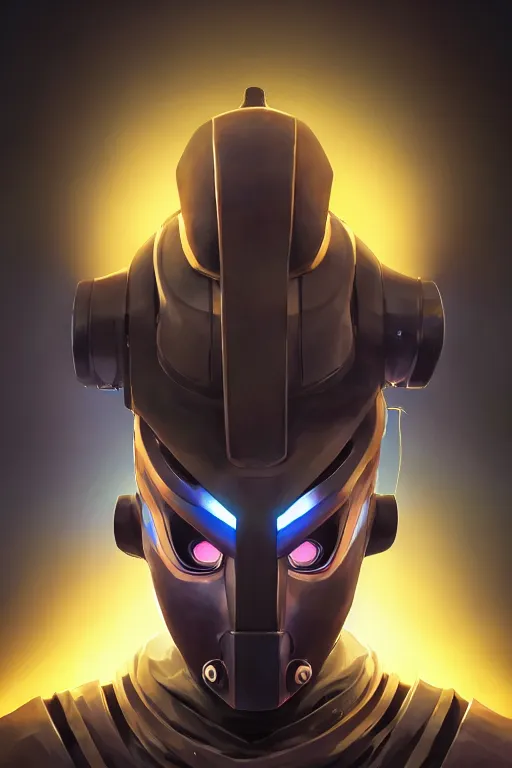 Image similar to epic mask helmet robot ninja portrait stylized as fornite style game design fanart by concept artist gervasio canda, behance hd by jesper ejsing, by rhads, makoto shinkai and lois van baarle, ilya kuvshinov, rossdraws global illumination radiating a glowing aura global illumination ray tracing hdr render in unreal engine 5