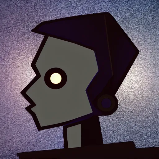 Prompt: a profile picture of a mech head with lighted eyes