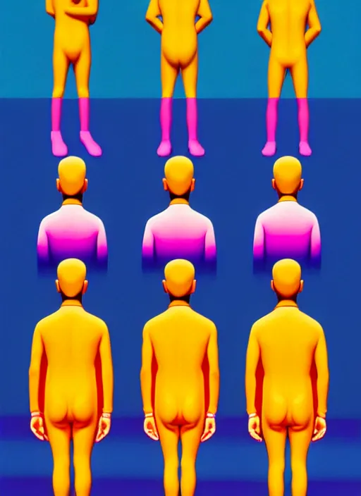 Image similar to multilayered men by shusei nagaoka, kaws, david rudnick, pastell colours, cell shaded, 8 k