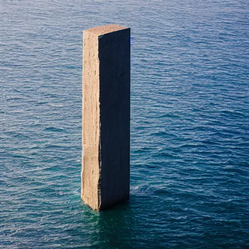 Image similar to a monolithic superstructure coming out of the vast ocean