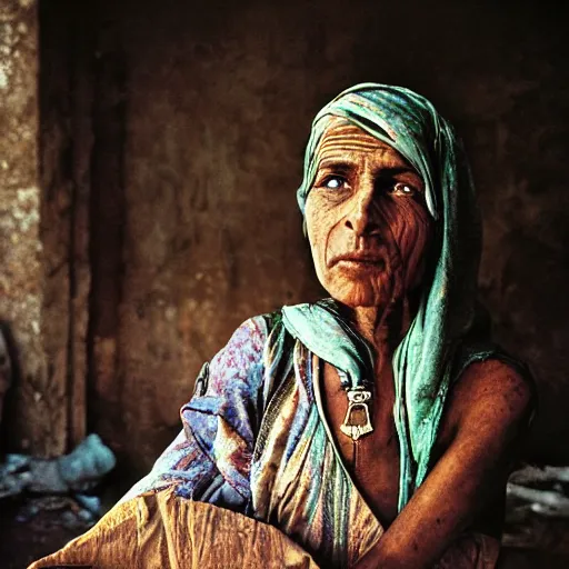 Image similar to photograph by steve mccurry of female