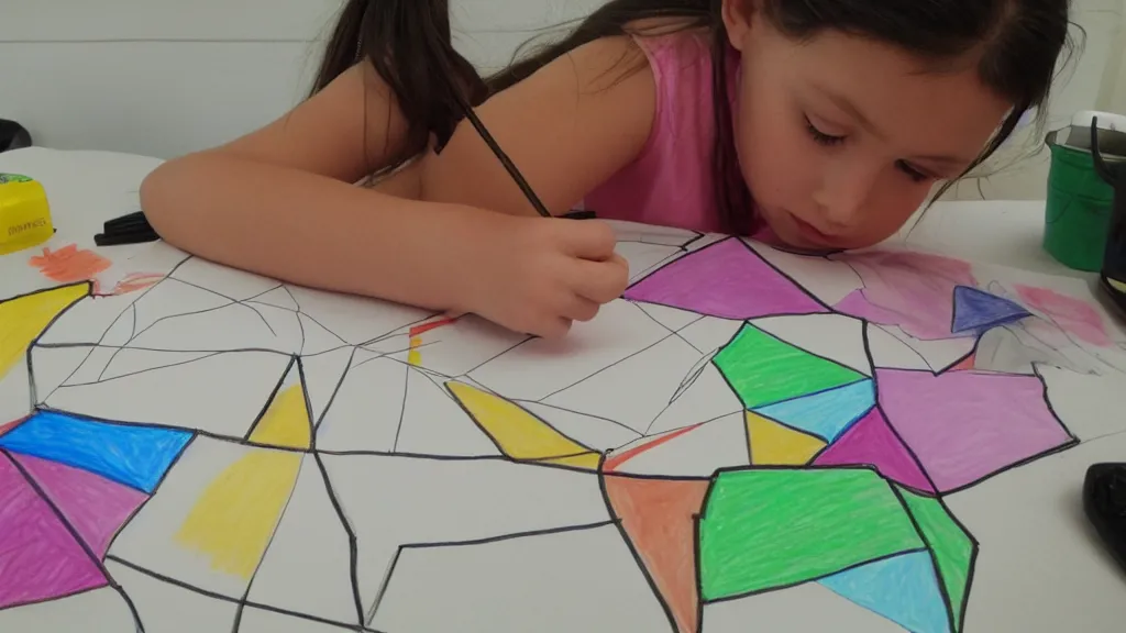 Image similar to child's drawing her complex polygon bower