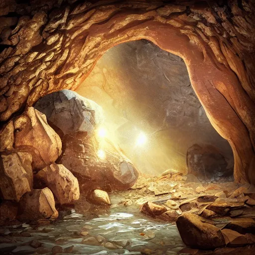 Prompt: realistic cave painting, cave, high quality, rocks, paint