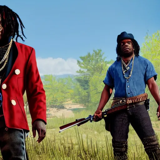 Image similar to Rapper Chief Keef In red dead redemption 2 digital art 4K quality super realistic