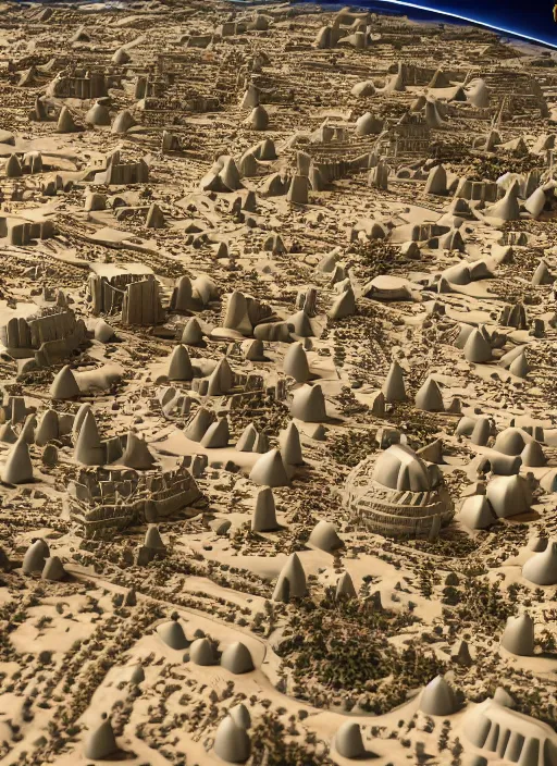 Image similar to beautiful photograph of the terraformed negev desert city. very detailed street scene. judean culture.