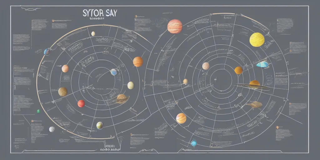 Prompt: solar system map axonometric pastel infographic by Wes Anderson