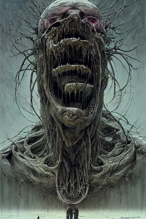 Image similar to madness painting by giger, zdzisław beksinski, greg rutkowski, maxim verehin