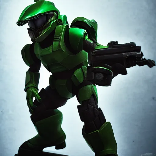 Image similar to Super Mario as Master Chief, highly detailed, extremely high quality, HD, 4k, 8k, Canon 300mm, professional photographer, 40mp, lifelike, top-rated, award winning, realistic, detailed lighting, detailed shadows, sharp, no blur, edited, corrected, trending