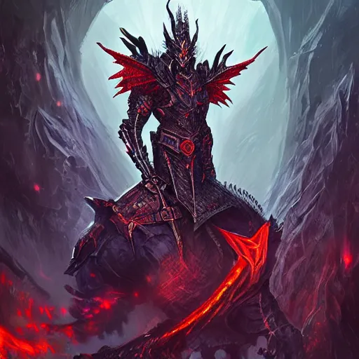 Prompt: An intricate digital illustration concept art of dark dragon knight by kerem beyit