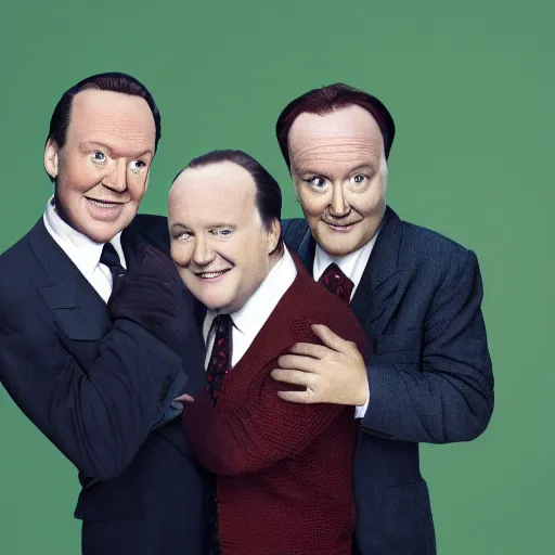 Image similar to reeves and mortimer conjoined at the forehead