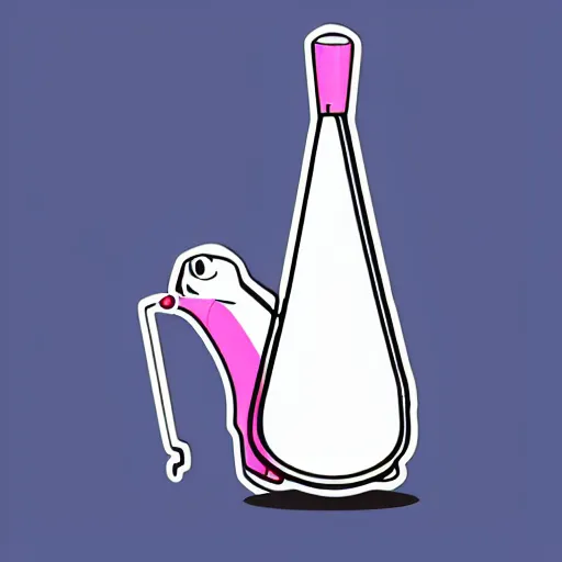 Prompt: shiny vinyl sticker, pink panther with a bowling pin shaped body smoking a cigarette, vector image, bright hue, outlined in thick lines