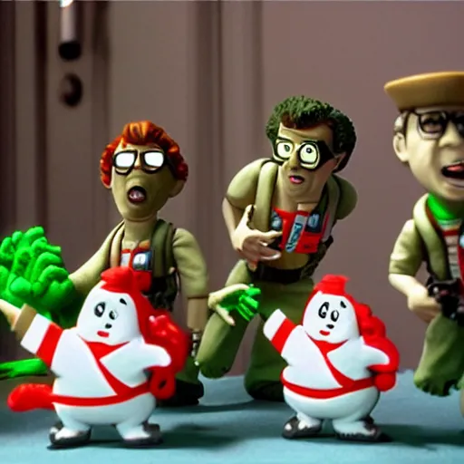 Prompt: Claymation Ghostbusters