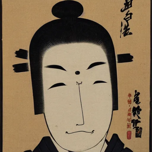 Image similar to young man wearing black medical mask, style of katsushika oi