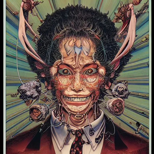 Prompt: portrait of crazy santacruz, symmetrical, by yoichi hatakenaka, masamune shirow, josan gonzales and dan mumford, ayami kojima, takato yamamoto, barclay shaw, karol bak