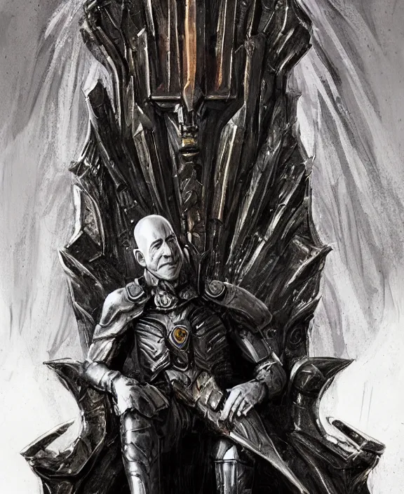 Image similar to a grimdark fantasy concept art portrait of jeff bezos sitting on a dark and evil throne