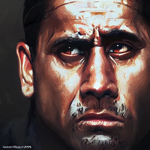 Image similar to hyper realistic, portrait of samoan : : 2 michael scott, epicanthal fold, painted by greg rutkowski