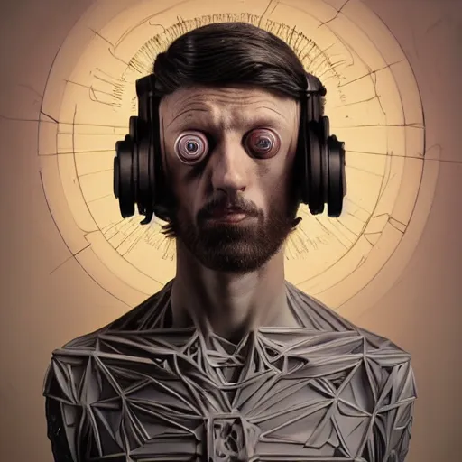 Image similar to Colour Caravaggio and Leonardo da Vinci style full body portrait Photography of Highly detailed Man with 1000 years old perfect face wearing highly detailed retrofuturistic VR headset designed by Josan Gonzalez. Many details In style of Josan Gonzalez and Mike Winkelmann and andgreg rutkowski and alphonse muchaand and Caspar David Friedrich and Stephen Hickman and James Gurney and Hiromasa Ogura. Rendered in Blender and Octane Render volumetric natural light