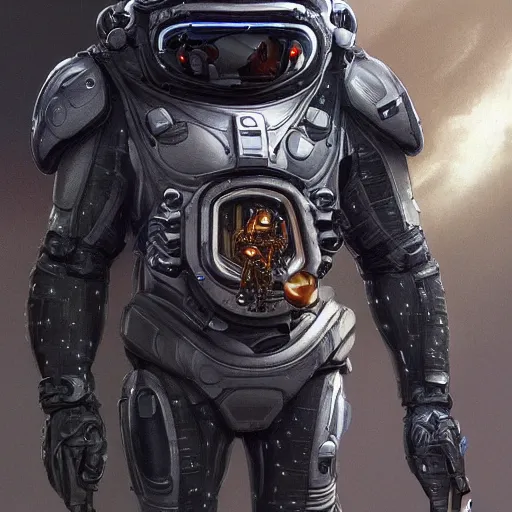 Image similar to detailed science - fiction character portrait of a silverback gorilla wearing a omnicolored armored space suit holding a space alien gun, intricate, wild, highly detailed, digital painting, artstation, concept art, smooth, sharp focus, illustration, art by artgerm and greg rutkowski and alphonse mucha