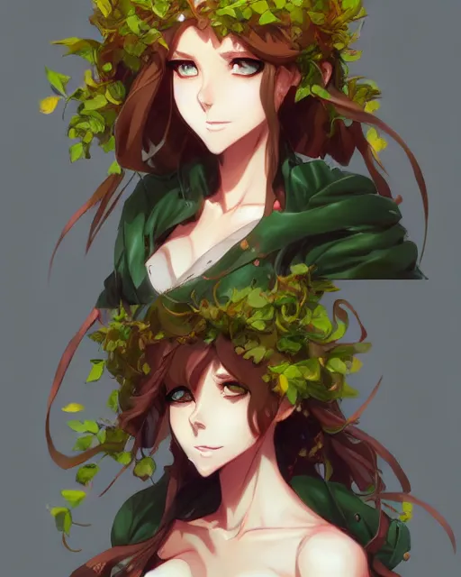 Image similar to character costume concept art of an anime dryad | | cute - fine - face, pretty face, realistic shaded perfect face, fine details by stanley artgerm lau, wlop, rossdraws, james jean, andrei riabovitchev, marc simonetti, and sakimichan, trending on artstation