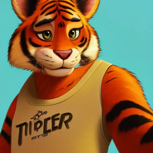 Image similar to “portrait of tiger in the style of the movie zootopia holding a laser gun, 4k, digital art, award winning”