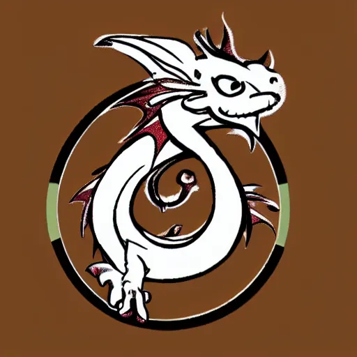 Image similar to an image on a white background of a very cute small dragon with well-designed head, logo, ink