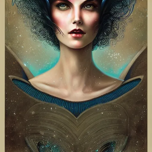 Prompt: a portrait in the style of anna dittmann and tom bagshaw and virgil finlay.