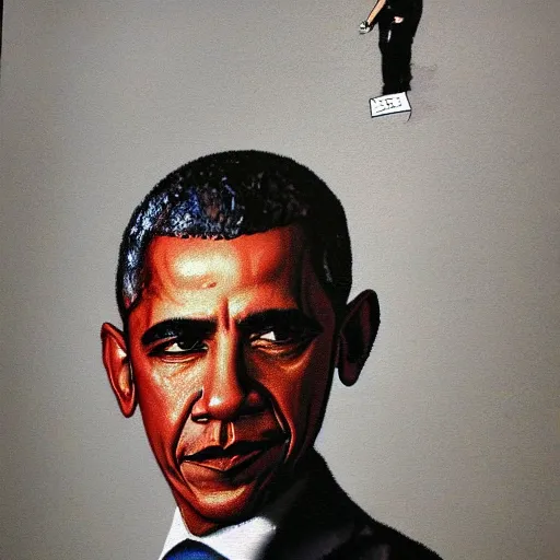 Image similar to obama as a banksy painting